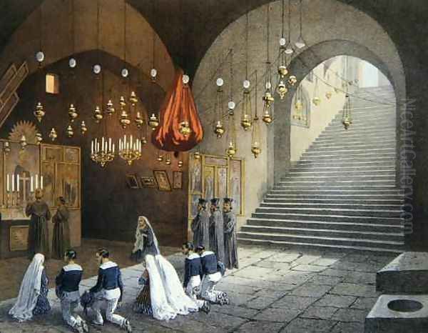 The Tomb of the Virgin Mary at Ephesus near Izmir, illustration from Souvenirs de Jerusalem by Contre-Amiral Paris, engraved by Bachelier and Jules Gaildrau 1816-98 - view 1