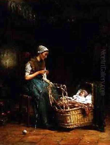 Mother and Child in a Cottage Interior - view 1