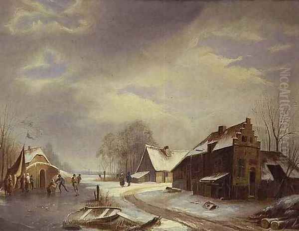 Figures on a Frozen River Estuary - view 1