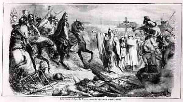 St. Loup defending the city of Troyes against Attila the Hun c.406-453 on his Horse, illustration from a history of France, 2nd half 19th century - view 1