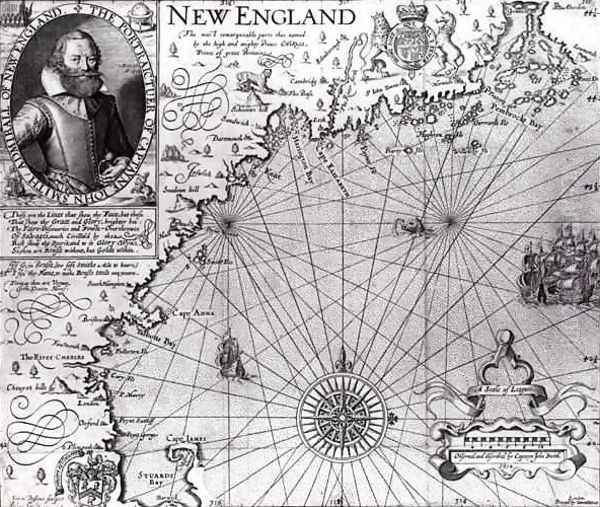Map of the Coast of New England, Observed and Described by Captain John Smith 1580-1631 1614, from Generall Historie, 1624 - view 1