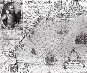 Map of the Coast of New England, Observed and Described by Captain John Smith 1580-1631 1614, from Generall Historie, 1624 by Simon de Passe