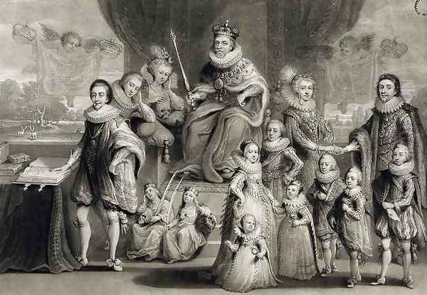 His Majesty James I and his Royal Progeny together with the Family of the King of Bohemia, engraved by Charles Turner 1773-1857, 1814 - view 1