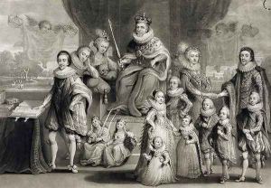 His Majesty James I and his Royal Progeny together with the Family of the King of Bohemia, engraved by Charles Turner 1773-1857, 1814 by Simon de Passe
