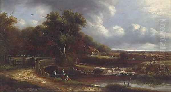 Figures by a river, a landscape beyond - view 1