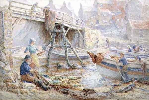 Mending the Nets, Staithes - view 1