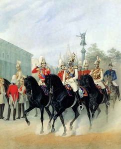 Emperor Nicholas I 1796-1855 and Grand Duke Alexander 1845-94 in St. Petersburg, 1843 by Karl Karlovich Piratsky