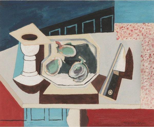 Nature Morte Aux Grenades Et Couteau Sur Un Gueridon - view 1