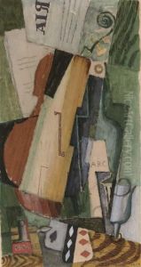 Violon, Bouteilles De Marc Et Cartes by Louis Marcoussis
