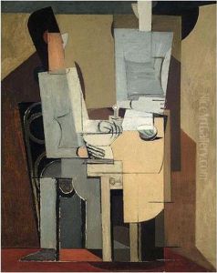 Personnage Ecrivant Et Personnage by Louis Marcoussis