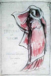 Design for a poster advertising Les Troyens The Trojans composed by Hector Berlioz 1803-69 for a performance at the Opera de Paris in 1921 by Rene Piot