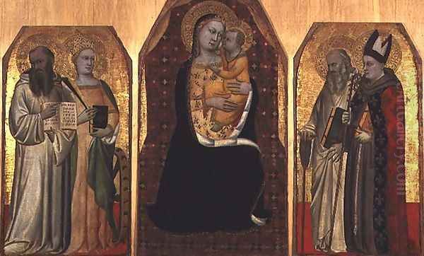 Triptych Madonna and Child flanked by four saints - view 1