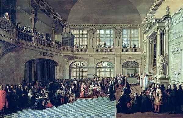 Philippe de Courcillon 1638-1720 Marquis of Dangeau pledging his oath to King Louis XIV 1638-1715 in 1695, late 17th century - view 1
