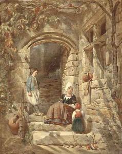 On the sunlit stairs