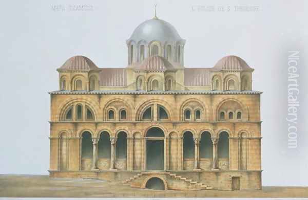 Facade of Mefa Dzamissi, the Church of St. Theodore, from Church Architecture of Constantinople, pub. by Lehmann and Wentzel of Vienna, c.1870-80 - view 1