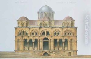 Facade of Mefa Dzamissi, the Church of St. Theodore, from Church Architecture of Constantinople, pub. by Lehmann and Wentzel of Vienna, c.1870-80