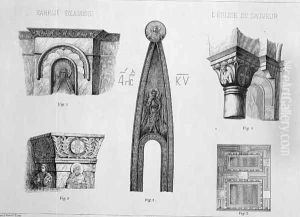 Capitals and architectural details from the narthex of Kahrije Dzamissi, the Church of the Saviour, from Church Architecture of Constantinople, pub. by Lehmann and Wentzel of Vienna, c.1870-80 by Pulgher, D.