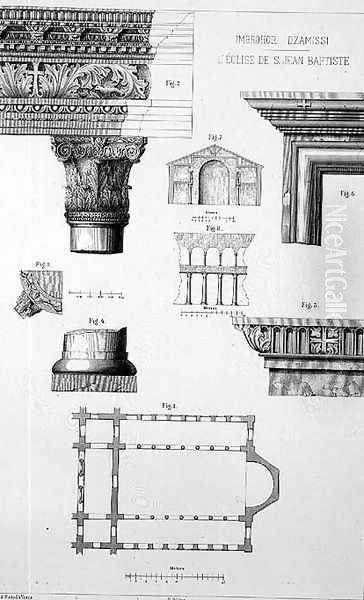 Plan and architectural details of Imbrohor Dzamissi, the Church of St. John the Baptist, from Church Architecture of Constantinople, pub. by Lehmann and Wentzel of Vienna, c.1870-80 - view 1