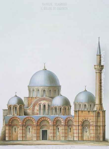 Facade of Kahrije Dzamissi, the Church of the Saviour, from Church Architecture of Constantinople, pub. by Lehmann and Wentzel of Vienna, c.1870-80 - view 1