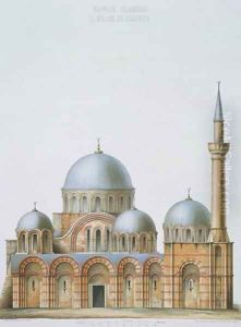 Facade of Kahrije Dzamissi, the Church of the Saviour, from Church Architecture of Constantinople, pub. by Lehmann and Wentzel of Vienna, c.1870-80 by Pulgher, D.