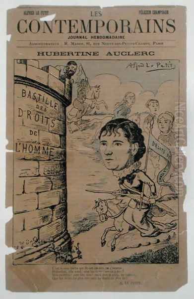 Caricature of Hubertine Auclerc 1848-1914 from Les Contemporains magazine, 1890 - view 1