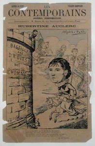 Caricature of Hubertine Auclerc 1848-1914 from Les Contemporains magazine, 1890 by Alfred Petit