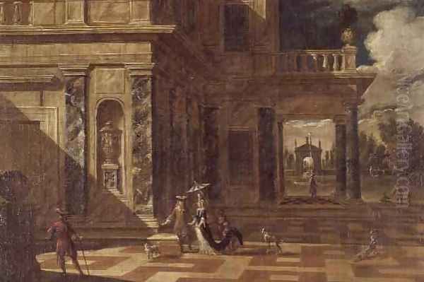 Architectural capricci with elegant figures - view 1