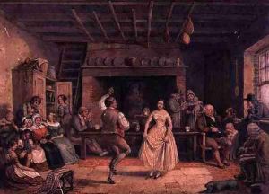 Dance in Farmhouse Kitchen by R. Poate