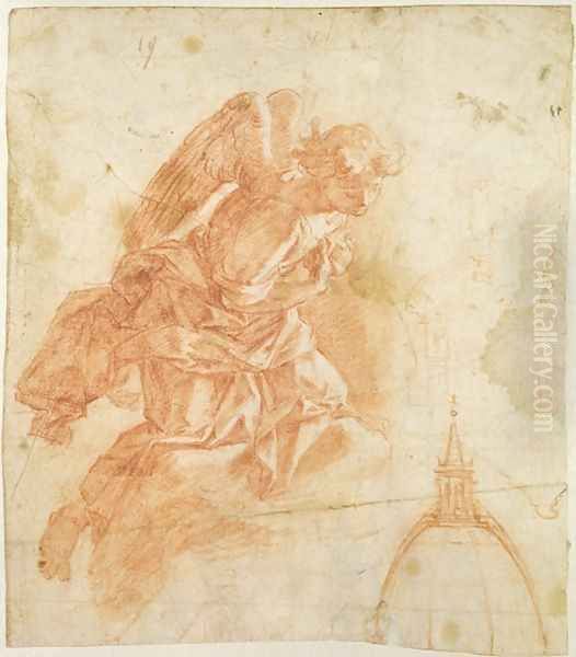 Suspended angel and architectural sketch, c.1600 - view 1