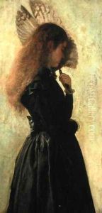 Girl with Fan, 1875-1882 by Frank Huddlestone Potter