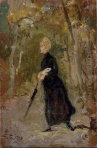 Signora A Passeggio Con Ombrellino