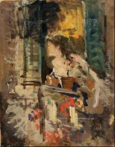 Ragazza Alla Finestra by Pompeo Mariani