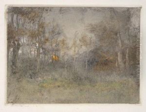 Sous-bois, Soleil Couchant by Pompeo Mariani
