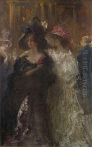 Two Elegant Ladies by Pompeo Mariani
