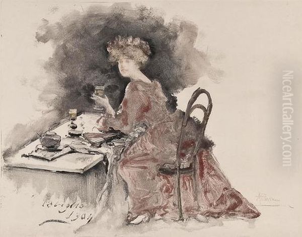Donna Con Bicchiere. (lady With A Glass) - view 1