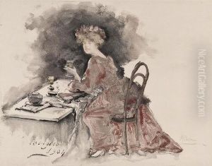 Donna Con Bicchiere. (lady With A Glass) by Pompeo Mariani