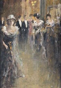 Interieur Mit Festlicher Gesellschaft by Pompeo Mariani