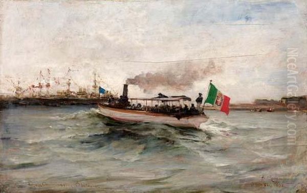 Lancia Ammiraglia Italiana Durante Le Feste Colombiane A Genova - 1892 - view 1