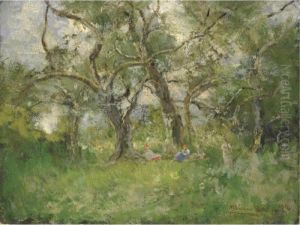 Sotto Gli Ulivi A Bordighera by Pompeo Mariani