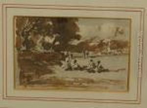 Figure In Un Paesaggio by Pompeo Mariani