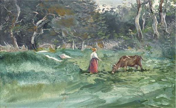 A Milkmaid And Her Cow - view 1