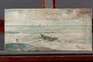 Mare A Bordighera- 1924 by Pompeo Mariani