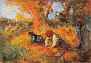 "la Raccolta Delle Olive Al Tramonto" 1919