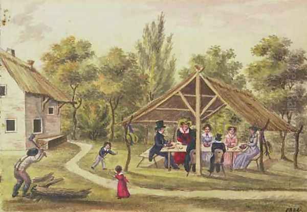Afternoon tea at a tavern from the journal of Carl Baumann written 1813-25, 1822 - view 1