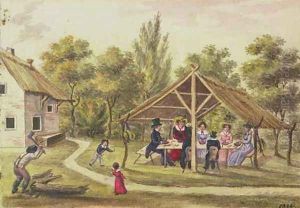 Afternoon tea at a tavern from the journal of Carl Baumann written 1813-25, 1822