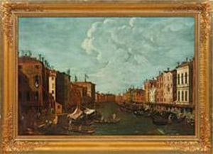 Ansicht Vonvenedig Blick Auf Den Belebten Canale Grande