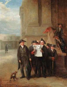 Greenwich Pensioners reading a copy of The Times by Henry James Pidding