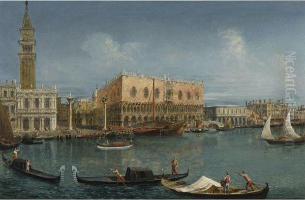The Molo, Venice, From The Bacino Di San Marco, With The Fusta,gondolas And Barges - view 1