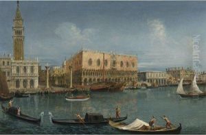 The Molo, Venice, From The Bacino Di San Marco, With The Fusta,gondolas And Barges by Michele Marieschi