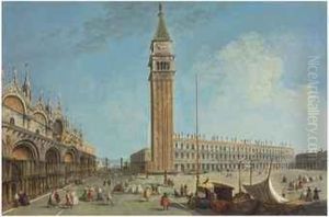 The Piazza San Marco, Venice, From The Torre Dell' Orologio,looking South by Michele Marieschi